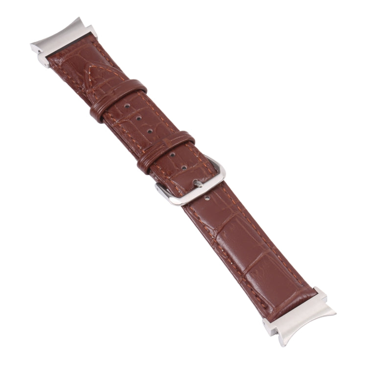 For Samsung Galaxy Watch4 40mm/44mm Slub Texture Leather Watch Band(Brown) by bashfashion