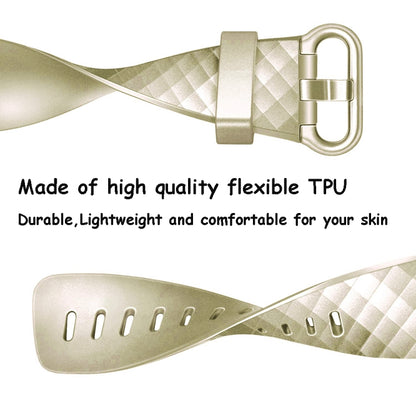 For FITBIT Charge 3 Official Pattern Metallic Watch Band(Champagne Gold) by bashfashion