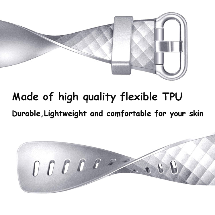 For FITBIT Charge 3 Official Pattern Metallic Watch Band(Silver) by bashfashion