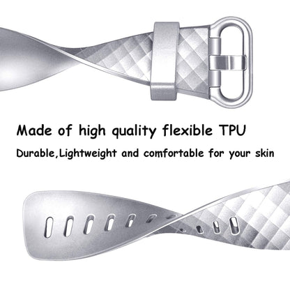 For FITBIT Charge 3 Official Pattern Metallic Watch Band(Silver) by bashfashion