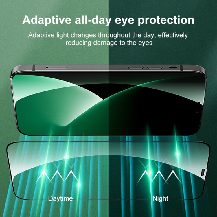 For iPhone 16e / 13 / 13 Pro Green Light Eye Protection Tempered Glass Film by bashfashion