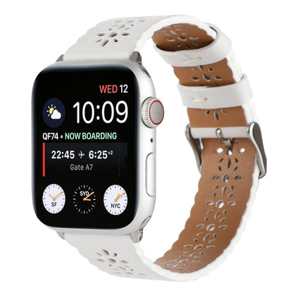 Hollow Genuine Leather Watch Band For Apple Watch Ultra 49mm&Watch Ultra 2 49mm / Series 9&8&7 45mm / SE 3&SE 2&6&SE&5&4 44mm / 3&2&1 42mm(White) by bashfashion