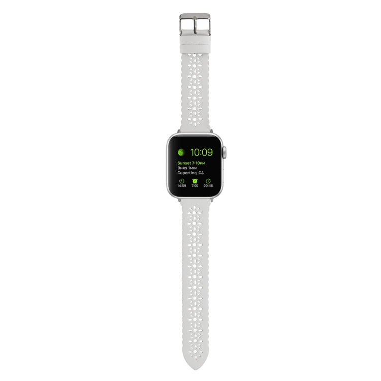 Hollow Genuine Leather Watch Band For Apple Watch Ultra 49mm&Watch Ultra 2 49mm / Series 9&8&7 45mm / SE 3&SE 2&6&SE&5&4 44mm / 3&2&1 42mm(White) by bashfashion
