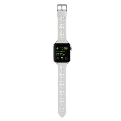 Hollow Genuine Leather Watch Band For Apple Watch Ultra 49mm&Watch Ultra 2 49mm / Series 9&8&7 45mm / SE 3&SE 2&6&SE&5&4 44mm / 3&2&1 42mm(White) by bashfashion