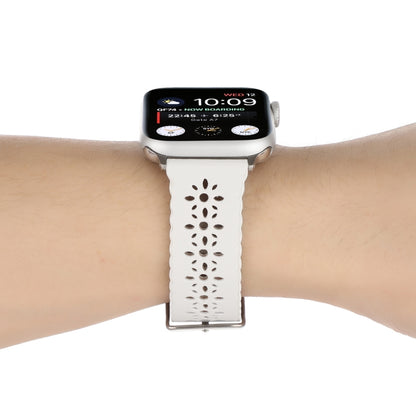 Hollow Genuine Leather Watch Band For Apple Watch Ultra 49mm&Watch Ultra 2 49mm / Series 9&8&7 45mm / SE 3&SE 2&6&SE&5&4 44mm / 3&2&1 42mm(White) by bashfashion