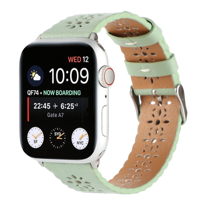 Hollow Genuine Leather Watch Band For Apple Watch Ultra 49mm&Watch Ultra 2 49mm / Series 9&8&7 45mm / SE 3&SE 2&6&SE&5&4 44mm / 3&2&1 42mm(Green) by bashfashion