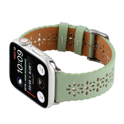 Hollow Genuine Leather Watch Band For Apple Watch Ultra 49mm&Watch Ultra 2 49mm / Series 9&8&7 45mm / SE 3&SE 2&6&SE&5&4 44mm / 3&2&1 42mm(Green) by bashfashion
