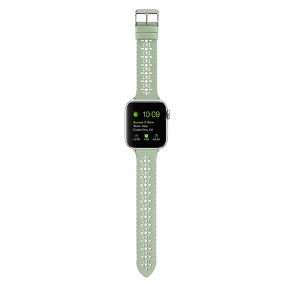Hollow Genuine Leather Watch Band For Apple Watch Ultra 49mm&Watch Ultra 2 49mm / Series 9&8&7 45mm / SE 3&SE 2&6&SE&5&4 44mm / 3&2&1 42mm(Green) by bashfashion