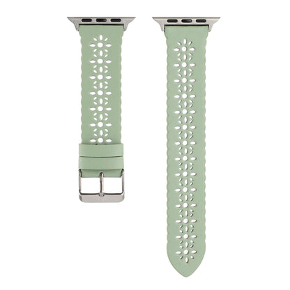 Hollow Genuine Leather Watch Band For Apple Watch Ultra 49mm&Watch Ultra 2 49mm / Series 9&8&7 45mm / SE 3&SE 2&6&SE&5&4 44mm / 3&2&1 42mm(Green) by bashfashion