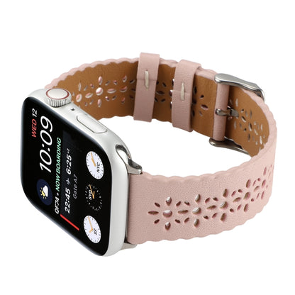 Hollow Genuine Leather Watch Band For Apple Watch Ultra 49mm&Watch Ultra 2 49mm / Series 9&8&7 45mm / SE 3&SE 2&6&SE&5&4 44mm / 3&2&1 42mm(Pink) by bashfashion