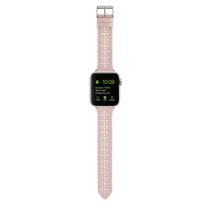 Hollow Genuine Leather Watch Band For Apple Watch Ultra 49mm&Watch Ultra 2 49mm / Series 9&8&7 45mm / SE 3&SE 2&6&SE&5&4 44mm / 3&2&1 42mm(Pink) by bashfashion