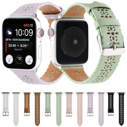 Hollow Genuine Leather Watch Band For Apple Watch Ultra 49mm&Watch Ultra 2 49mm / Series 9&8&7 45mm / SE 3&SE 2&6&SE&5&4 44mm / 3&2&1 42mm(Pink) by bashfashion
