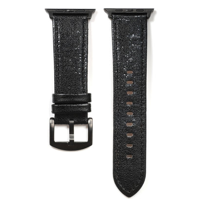 Glitter Genuine Leather Watch Band For Apple Watch Series 9&8&7 41mm / SE 3&SE 2&6&SE&5&4 40mm / 3&2&1 38mm(Black) by bashfashion
