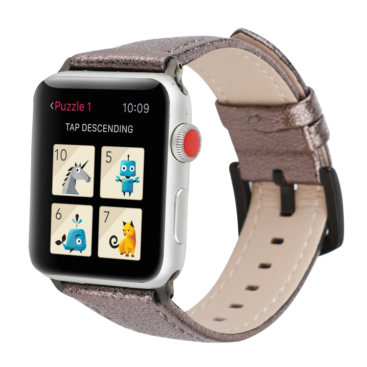 Glitter Genuine Leather Watch Band For Apple Watch Ultra 49mm&Watch Ultra 2 49mm / Series 9&8&7 45mm / SE 3&SE 2&6&SE&5&4 44mm / 3&2&1 42mm(Grey) by bashfashion