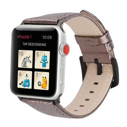 Glitter Genuine Leather Watch Band For Apple Watch Ultra 49mm&Watch Ultra 2 49mm / Series 9&8&7 45mm / SE 3&SE 2&6&SE&5&4 44mm / 3&2&1 42mm(Grey) by bashfashion