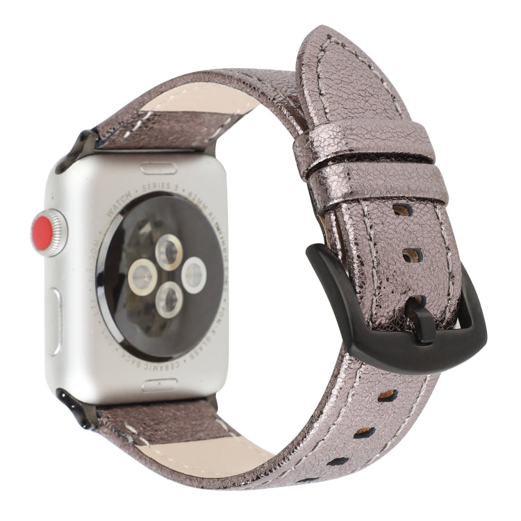 Glitter Genuine Leather Watch Band For Apple Watch Ultra 49mm&Watch Ultra 2 49mm / Series 9&8&7 45mm / SE 3&SE 2&6&SE&5&4 44mm / 3&2&1 42mm(Grey) by bashfashion