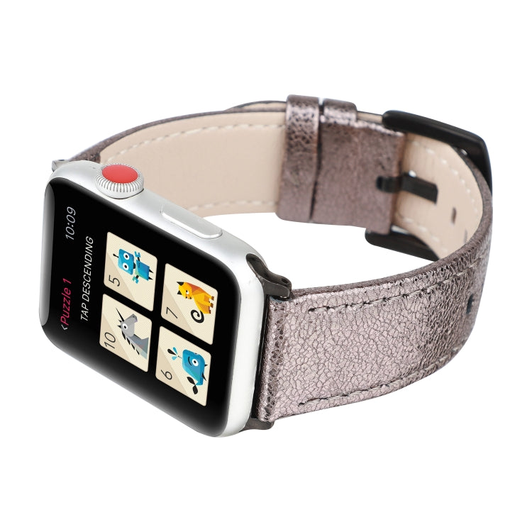 Glitter Genuine Leather Watch Band For Apple Watch Ultra 49mm&Watch Ultra 2 49mm / Series 9&8&7 45mm / SE 3&SE 2&6&SE&5&4 44mm / 3&2&1 42mm(Grey) by bashfashion