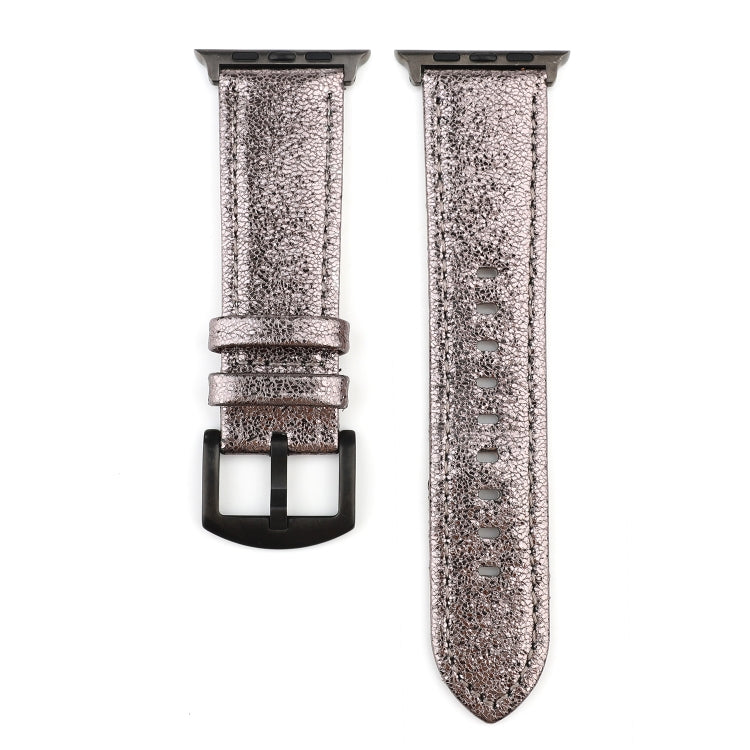Glitter Genuine Leather Watch Band For Apple Watch Ultra 49mm&Watch Ultra 2 49mm / Series 9&8&7 45mm / SE 3&SE 2&6&SE&5&4 44mm / 3&2&1 42mm(Grey) by bashfashion