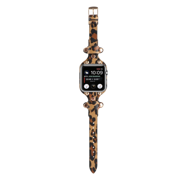 Bracelet Genuine Leather Watch Band For Apple Watch Ultra 49mm&Watch Ultra 2 49mm / Series 9&8&7 45mm / SE 3&SE 2&6&SE&5&4 44mm / 3&2&1 42mm(Leopard Print) by bashfashion