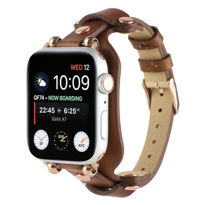 Bracelet Genuine Leather Watch Band For Apple Watch Ultra 49mm&Watch Ultra 2 49mm / Series 9&8&7 45mm / SE 3&SE 2&6&SE&5&4 44mm / 3&2&1 42mm(Dark Brown) by bashfashion