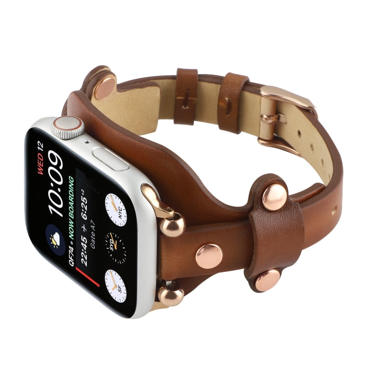 Bracelet Genuine Leather Watch Band For Apple Watch Ultra 49mm&Watch Ultra 2 49mm / Series 9&8&7 45mm / SE 3&SE 2&6&SE&5&4 44mm / 3&2&1 42mm(Dark Brown) by bashfashion