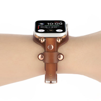 Bracelet Genuine Leather Watch Band For Apple Watch Ultra 49mm&Watch Ultra 2 49mm / Series 9&8&7 45mm / SE 3&SE 2&6&SE&5&4 44mm / 3&2&1 42mm(Dark Brown) by bashfashion