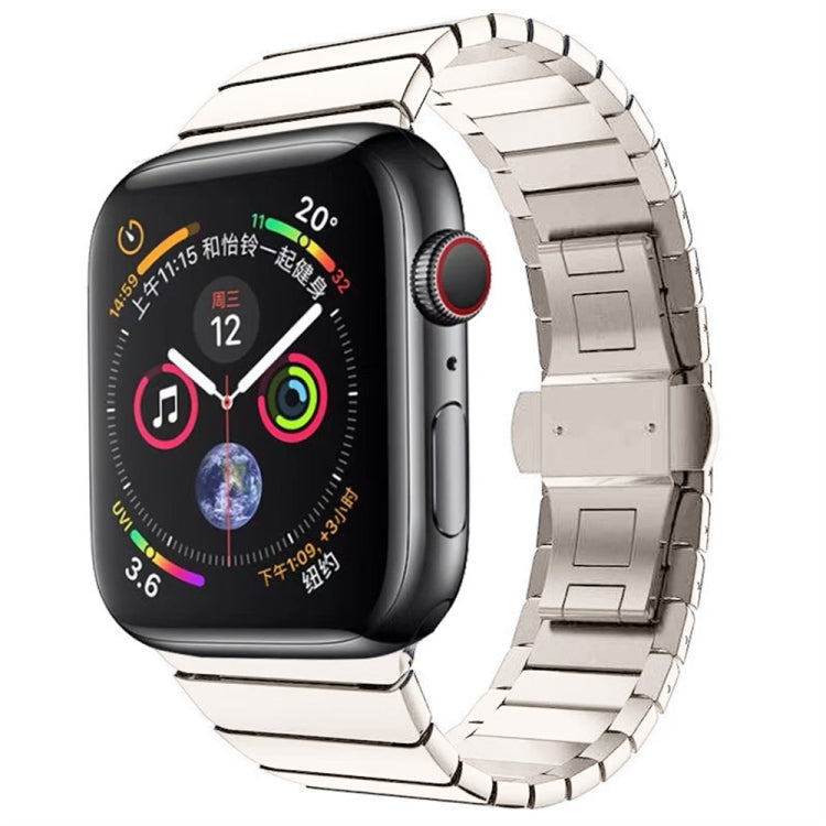 One-bead Steel Butterfly Buckle Watch Band For Apple Watch Series 9&8&7 41mm / SE 3&SE 2&6&SE&5&4 40mm / 3&2&1 38mm (Starlight) by bashfashion