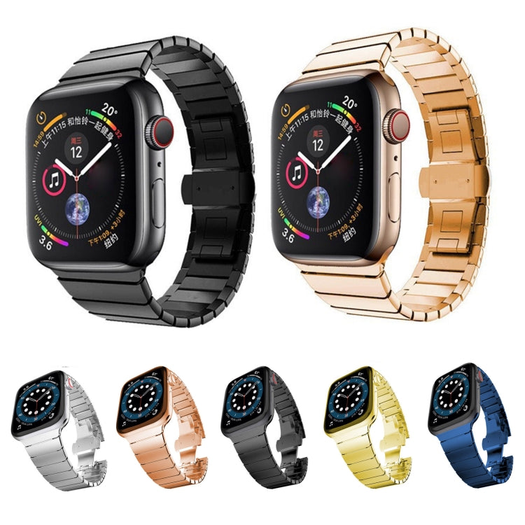 One-bead Steel Butterfly Buckle Watch Band For Apple Watch Series 9&8&7 41mm / SE 3&SE 2&6&SE&5&4 40mm / 3&2&1 38mm (Starlight) by bashfashion