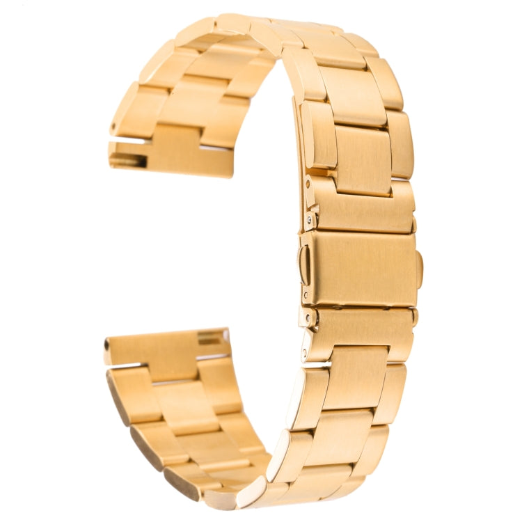 For Samsung Galaxy Galaxy Watch 3 45mm / Huawei Watch 3 / 3 Pro 22mm Three-bead Steel Quick Release Watch Band(Gold) by bashfashion