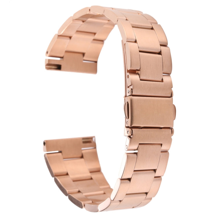 For Samsung Galaxy Galaxy Watch 3 45mm / Huawei Watch 3 / 3 Pro 22mm Three-bead Steel Quick Release Watch Band(Rose Gold) by bashfashion