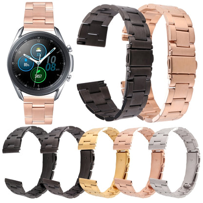 For Samsung Galaxy Galaxy Watch 3 45mm / Huawei Watch 3 / 3 Pro 22mm Three-bead Steel Quick Release Watch Band(Silver) by bashfashion