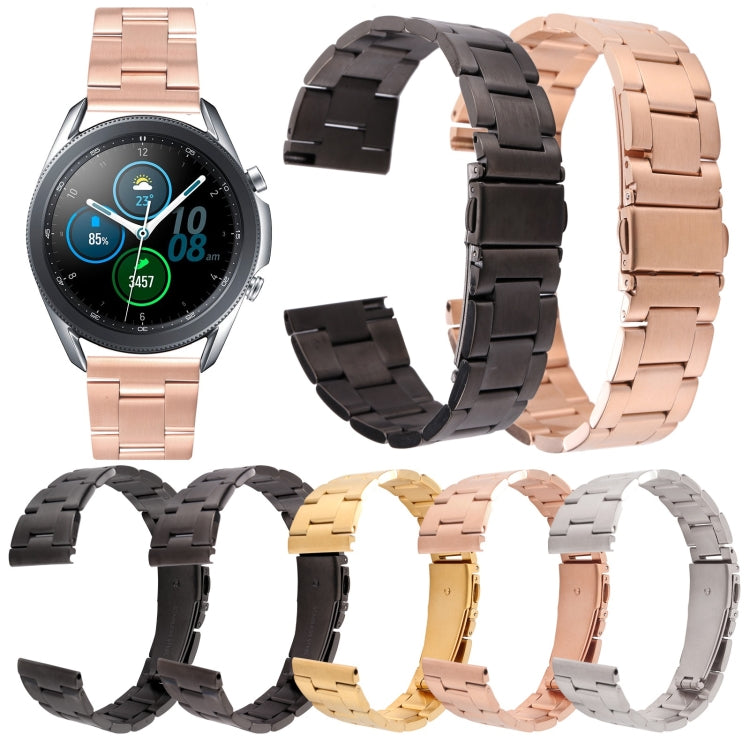 For Samsung Galaxy Galaxy Watch 3 45mm / Huawei Watch 3 / 3 Pro 22mm Three-bead Steel Quick Release Watch Band(Grey) by bashfashion