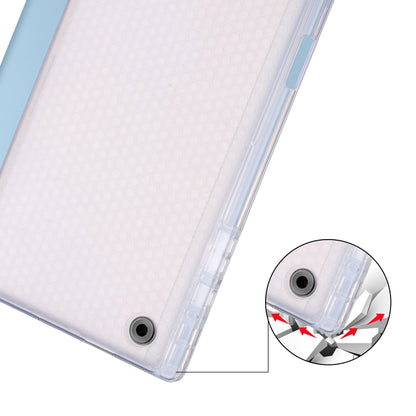 For Samsung Galaxy Tab A8 X200 Smart 3-folding Transparent Honeycomb TPU + Leather Tablet Case(White Ice Blue) by bashfashion