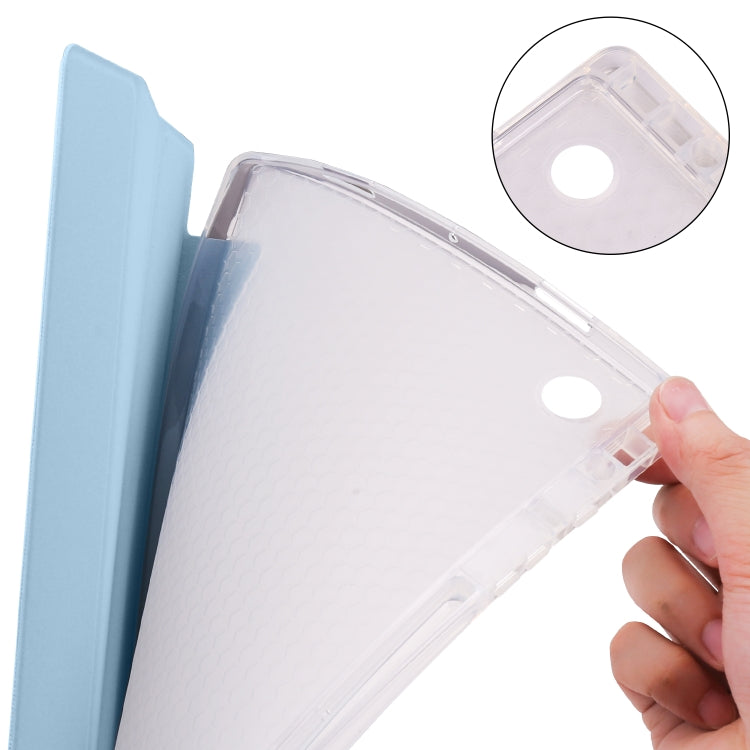 For Samsung Galaxy Tab A8 X200 Smart 3-folding Transparent Honeycomb TPU + Leather Tablet Case(White Ice Blue) by bashfashion