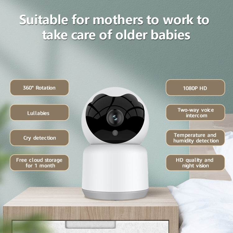 YT51 1920x1080 Home Baby Wireless Camera, Support Infrared Night Vision / Baby Crying Detection, with Temperature and Humidity Sensor, AU Plug(White) by bashfashion