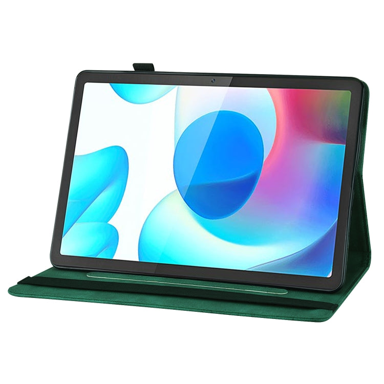For Realme Pad Big Butterfly Embossed Leather Tablet Case(Green) by bashfashion