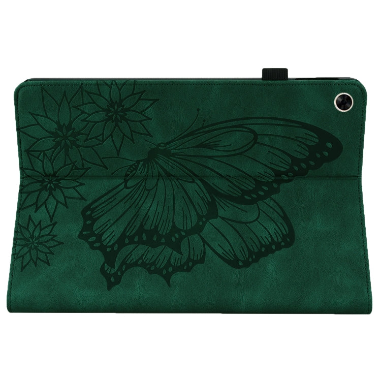 For Realme Pad Big Butterfly Embossed Leather Tablet Case(Green) by bashfashion