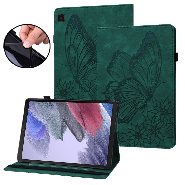 For Samsung Galaxy Tab A7 Lite T220/T225 Big Butterfly Embossed Leather Tablet Case(Green) by bashfashion