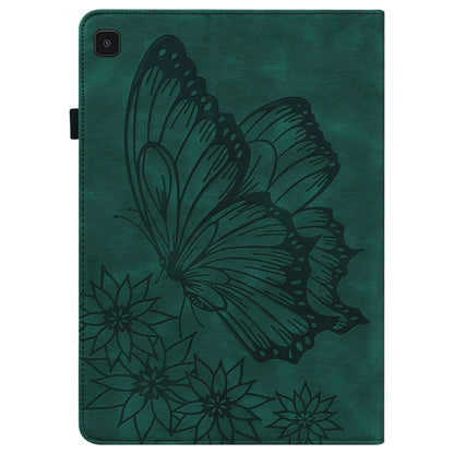 For Samsung Galaxy Tab A7 Lite T220/T225 Big Butterfly Embossed Leather Tablet Case(Green) by bashfashion