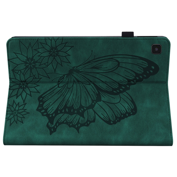 For Samsung Galaxy Tab A7 Lite T220/T225 Big Butterfly Embossed Leather Tablet Case(Green) by bashfashion
