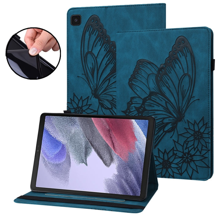For Samsung Galaxy Tab A7 Lite T220/T225 Big Butterfly Embossed Leather Tablet Case(Blue) by bashfashion