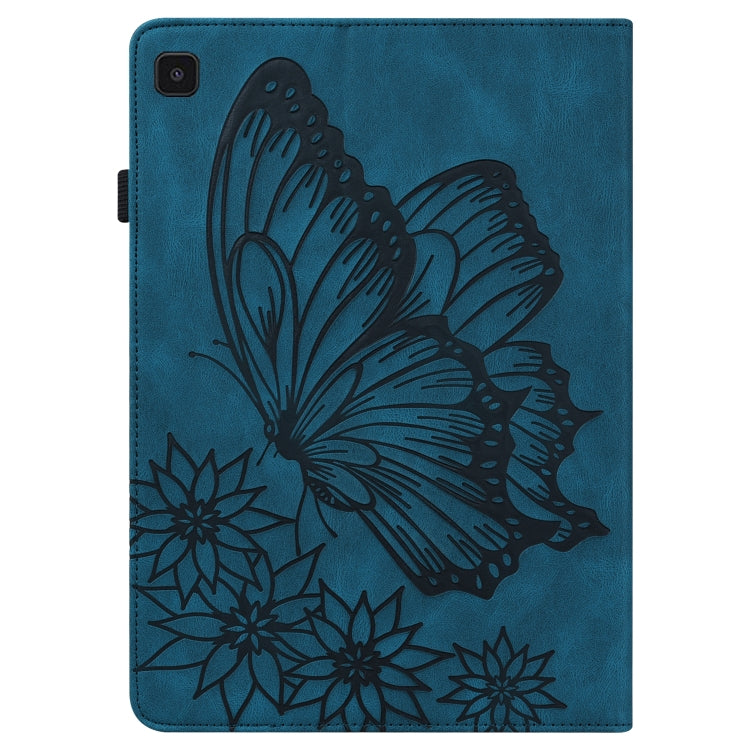 For Samsung Galaxy Tab A7 Lite T220/T225 Big Butterfly Embossed Leather Tablet Case(Blue) by bashfashion