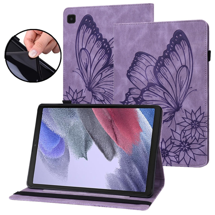 For Samsung Galaxy Tab A7 Lite T220/T225 Big Butterfly Embossed Leather Tablet Case(Purple) by bashfashion
