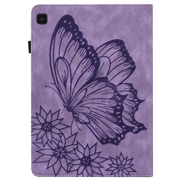 For Samsung Galaxy Tab A7 Lite T220/T225 Big Butterfly Embossed Leather Tablet Case(Purple) by bashfashion