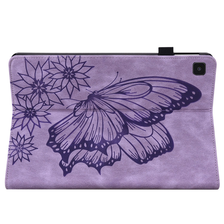 For Samsung Galaxy Tab A7 Lite T220/T225 Big Butterfly Embossed Leather Tablet Case(Purple) by bashfashion