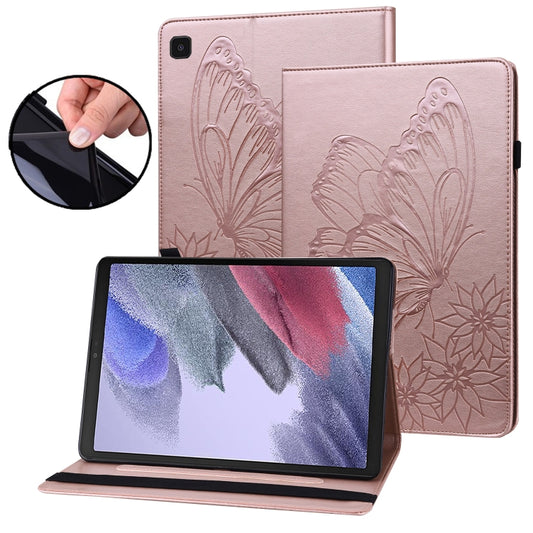 For Samsung Galaxy Tab A7 Lite T220/T225 Big Butterfly Embossed Leather Tablet Case(Rose Gold) by bashfashion