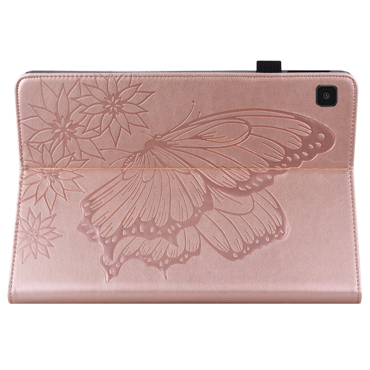 For Samsung Galaxy Tab A7 Lite T220/T225 Big Butterfly Embossed Leather Tablet Case(Rose Gold) by bashfashion