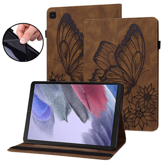 For Samsung Galaxy Tab A7 Lite T220/T225 Big Butterfly Embossed Leather Tablet Case(Brown) by bashfashion