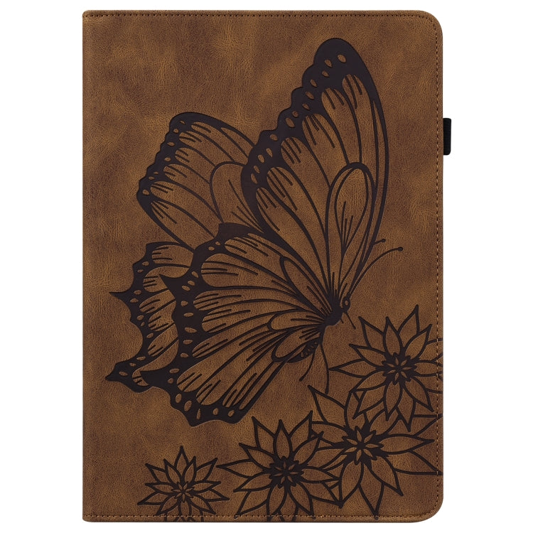 For Samsung Galaxy Tab A7 Lite T220/T225 Big Butterfly Embossed Leather Tablet Case(Brown) by bashfashion