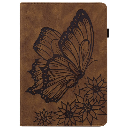 For Samsung Galaxy Tab A7 Lite T220/T225 Big Butterfly Embossed Leather Tablet Case(Brown) by bashfashion